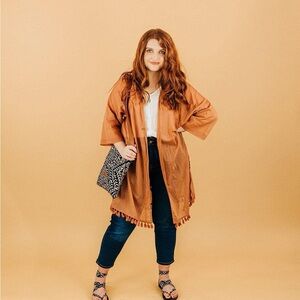 Sseko Designs Rust Lightweight Organic Cotton Kimono Duster – Size 1/2